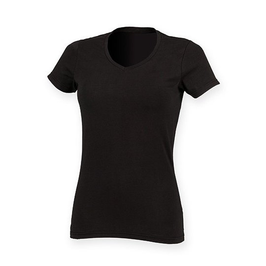 [1000166276] (SK122) Women´s Feel Good Stretch V-Neck T [SF122] (XS, Black)
