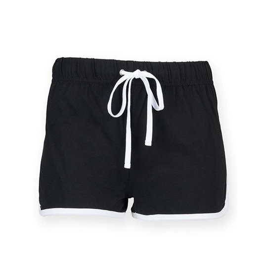 [1000167215] (SK069) Women´s Retro Shorts [SF69] (XS, Black / White)