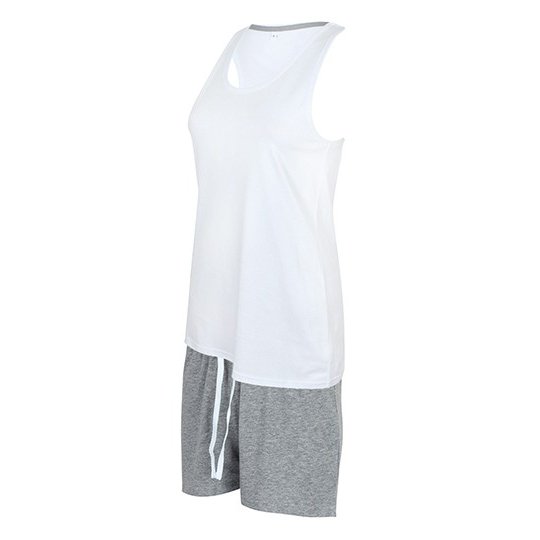[1000215001] Short Pyjamas Set In A Bag [TC052] (XS, White / Heather Grey)