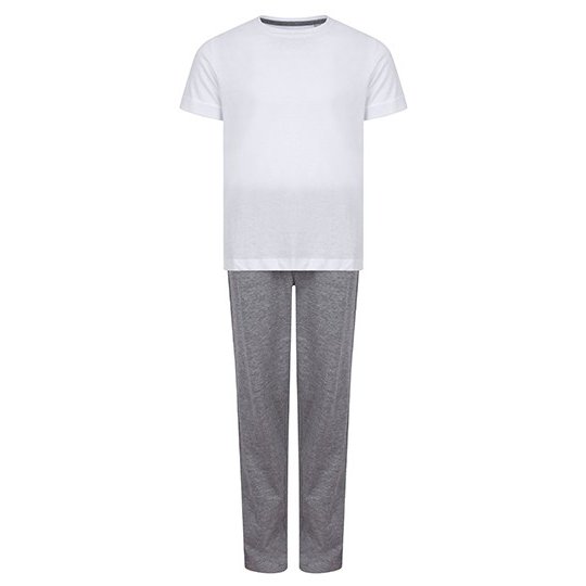 [1000290597] Childrens´ Long Pyjamas [TC059] (3-4 years, White / Heather Grey)
