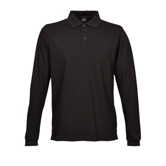 [1000180317] (1406) Men´s Luxury Stretch Long Sleeve Polo [TJ1406] (S, Black)