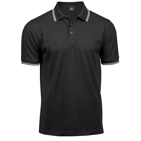 [1000230857] (1407) Men´s Luxury Stripe Stretch Polo [TJ1407] (S, Black / White)