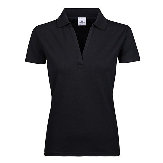 [1000293657] (1409) Women´s Luxury Stretch V-Neck Polo [TJ1409] (S, Black)