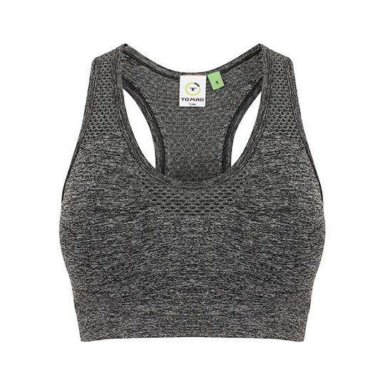 [1000237410] Ladies´ Seamless Crop Top [TL696] (XS, Dark Grey Marl)