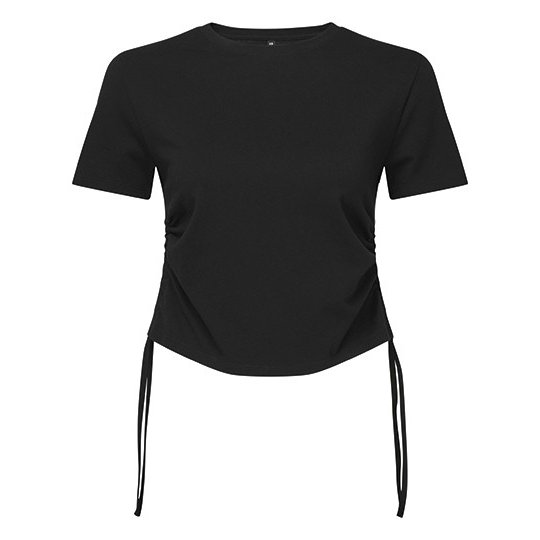 [1000407136] Women´s Ruched Crop Top [TR069] (XXS, Black)