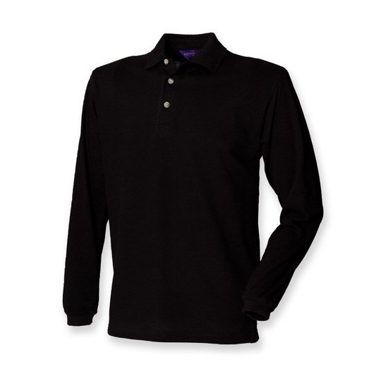 (H105) Long Sleeved Cotton Piqué Polo Shirt