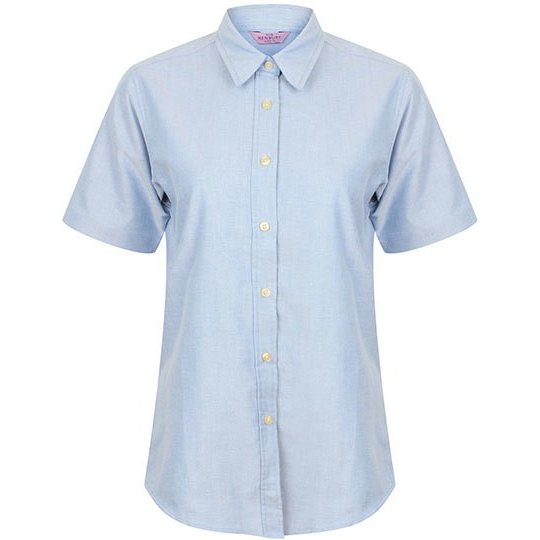 [1000189166] (H516) Ladies´ Classic Short Sleeved Oxford Shirt [W516] (XS (8), Blue Oxford)