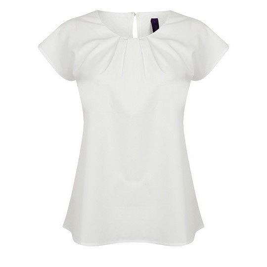 (H597) Ladies´ Pleat Front Short Sleeve Blouse