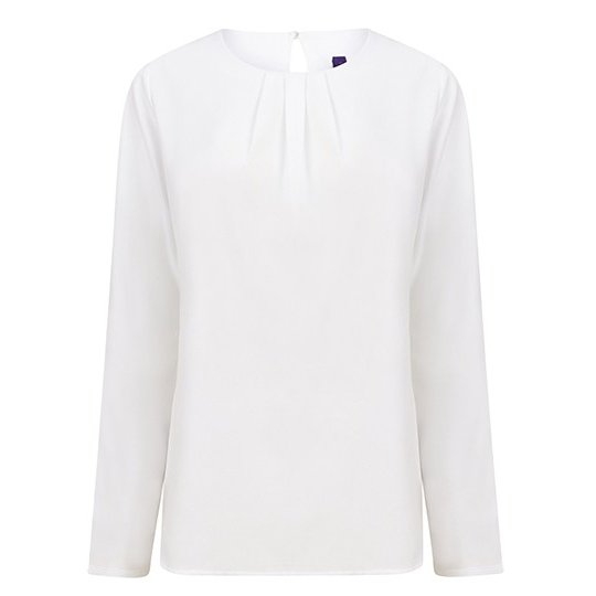 (H598) Ladies´ Pleat Front Long Sleeved Blouse [W598]