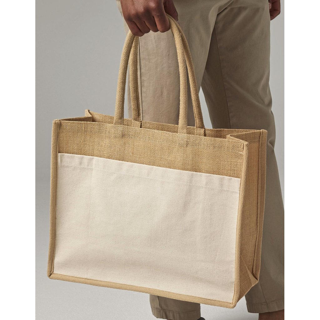 (W480) Cotton Pocket Natural Starched Jute Shopper [WM480]