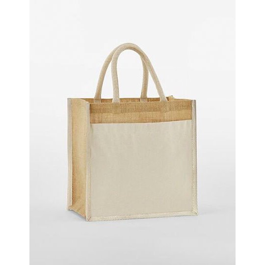 [WM483] (W483) Cotton Pocket Natural Starched Jute Midi Bag [WM483]