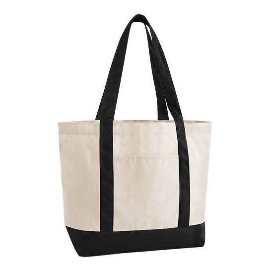 [1000422587] (W804) EarthAware® Organic Varsity Shopper [WM804] (Natural / Black)