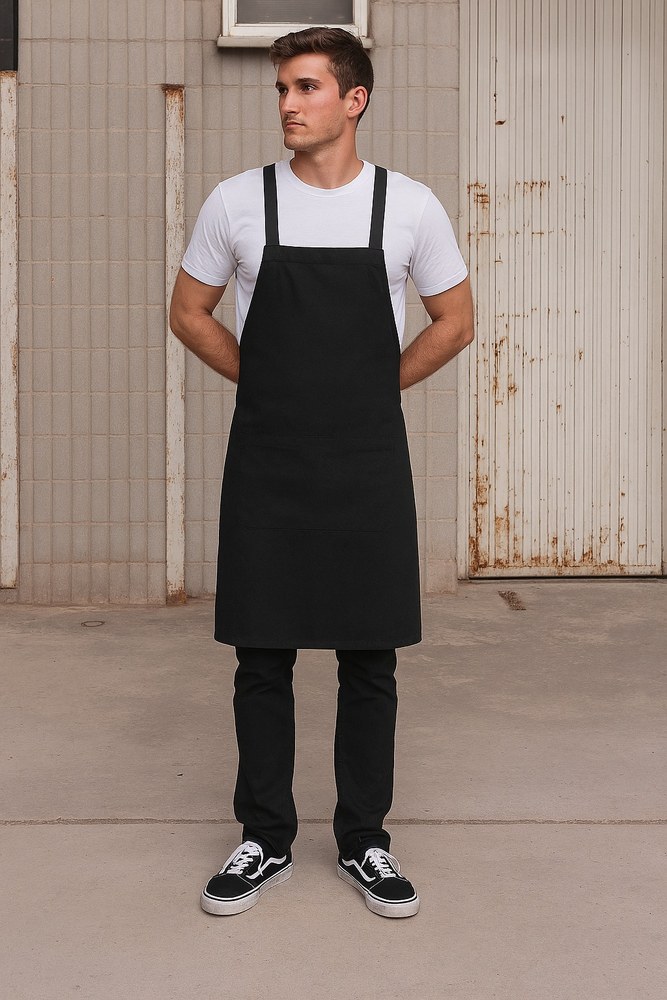 [1000414426] (BBQKB9090JNS) Barbecue apron with cross bands [X9090] (Denim Black)