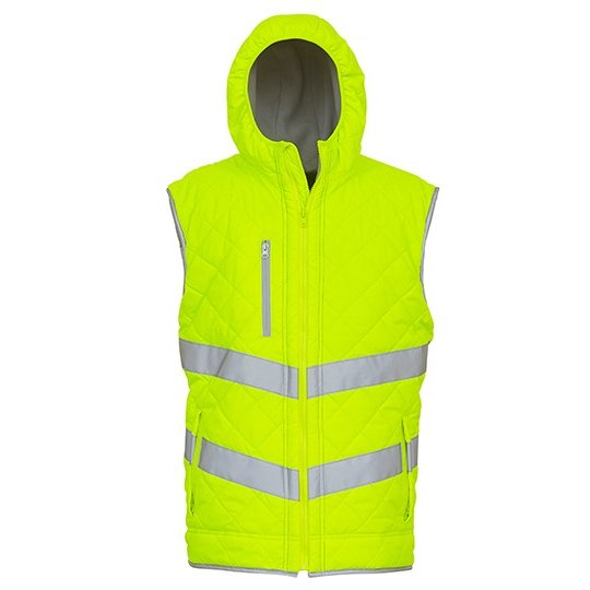 [1000235843] (HV007) Hi-Vis Kensington Hooded Gilet [YK007] (S, Hi-Vis Yellow)