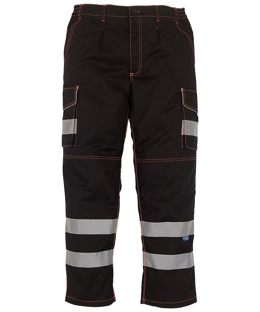 [1000193024] (HV018T) Hi-Vis Cargo Trousers With Knee Pad Pockets [YK018T] (28/31, Black)