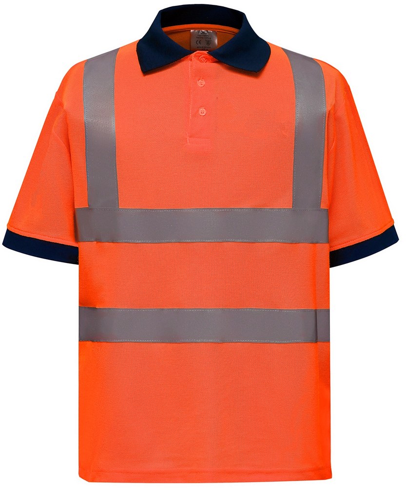 [1000193307] (HVJ210) Two Band & Brace Hi-Vis Polo Shirt [YK210] (S, Hi-Vis Orange)