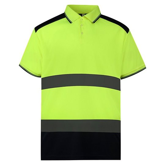 [1000315482] (HVJ220) Hi-Vis Two-Tone Polo [YK220] (S, Hi-Vis Yellow / Navy)