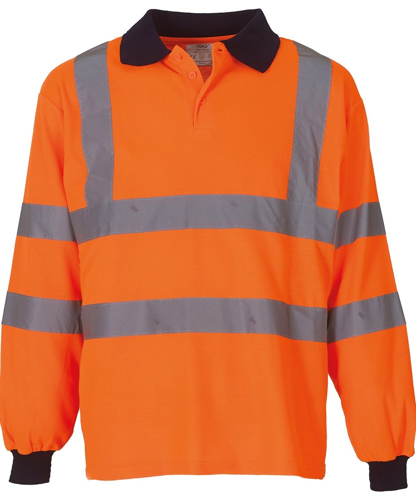 [1000274875] (HVJ310) Hi-Vis Long Sleeve Polo [YK310] (S, Hi-Vis Orange)