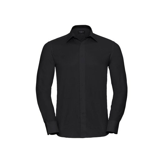 [1000201226] (R-922M-0) Men's Long Sleeve Tailored Oxford Shirt [Z922] (S (37/38), Black)