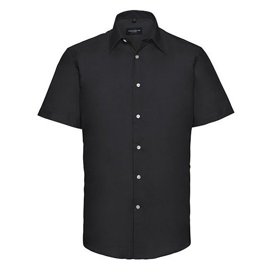 [1000201247] (R-923M-0) Men's Short Sleeve Tailored Oxford Shirt [Z923] (S (37/38), Black)