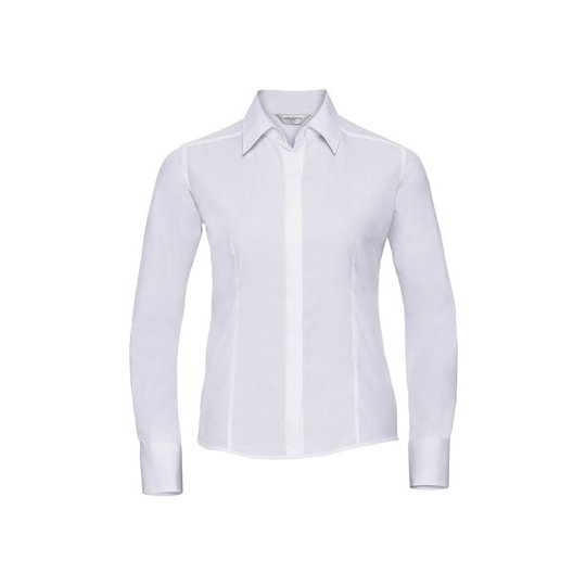 (R-924F-0) Ladies' Long Sleeve Fitted Polycotton Poplin Shirt