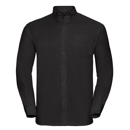 [1000201456] (R-932M-0) Men's Long Sleeve Classic Oxford Shirt [Z932] (S (37/38), Black)