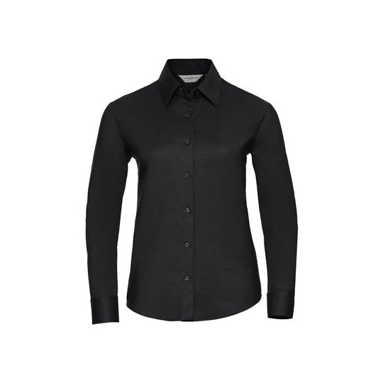 [1000201520] (R-932F-0) Ladies' Long Sleeve Tailored Oxford Shirt [Z932F] (XS, Black)