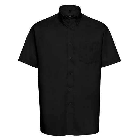 [1000201608] (R-933M-0) Men's Short Sleeve Classic Oxford Shirt [Z933] (S (37/38), Black)