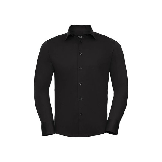 [1000202282] (R-946M-0) Men's Long Sleeve Fitted Stretch Shirt [Z946] (S (37/38), Black)