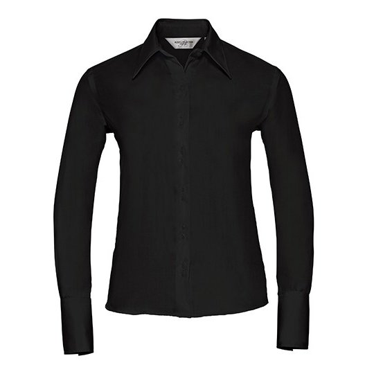 [1000202834] (R-956F-0) Ladies' Long Sleeve Tailored Ultimate Non-Iron Shirt [Z956F] (XS, Black)