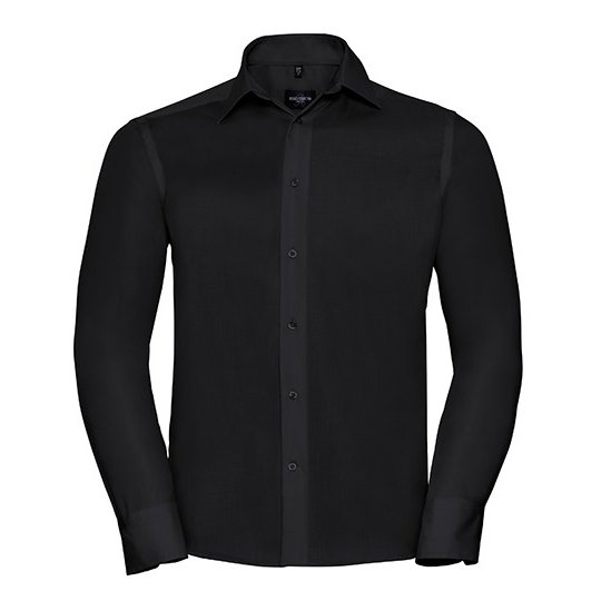 [1000202926] (R-958M-0) Men's Long Sleeve Tailored Ultimate Non-Iron Shirt [Z958] (S (37/38), Black)