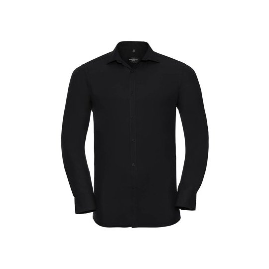 [1000202982] (R-960M-0) Men's Long Sleeve Fitted Ultimate Stretch Shirt [Z960] (S (37/38), Black)