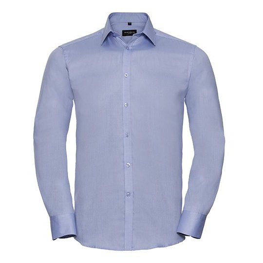 [1000203042] (R-962M-0) Men's Long Sleeve Tailored Herringbone Shirt [Z962] (S (37/38), Light Blue)