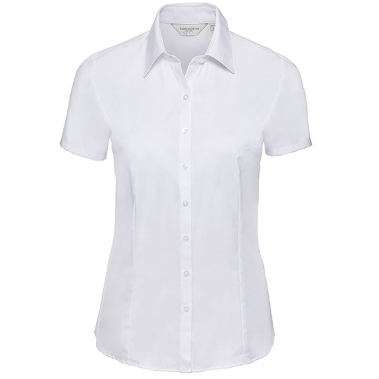 (R-963F-0) Ladies' Short Sleeve Tailored Herringbone Shirt [Z963F]