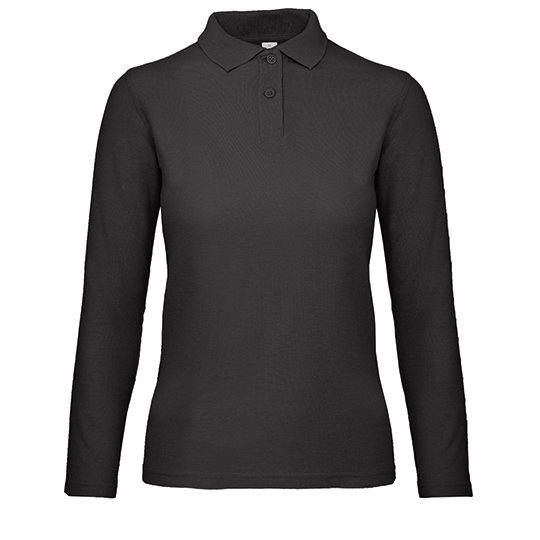 [1000241021] (PWI13) Women´s Long Sleeve Polo ID.001 [BCPWI13] (XS, Black)