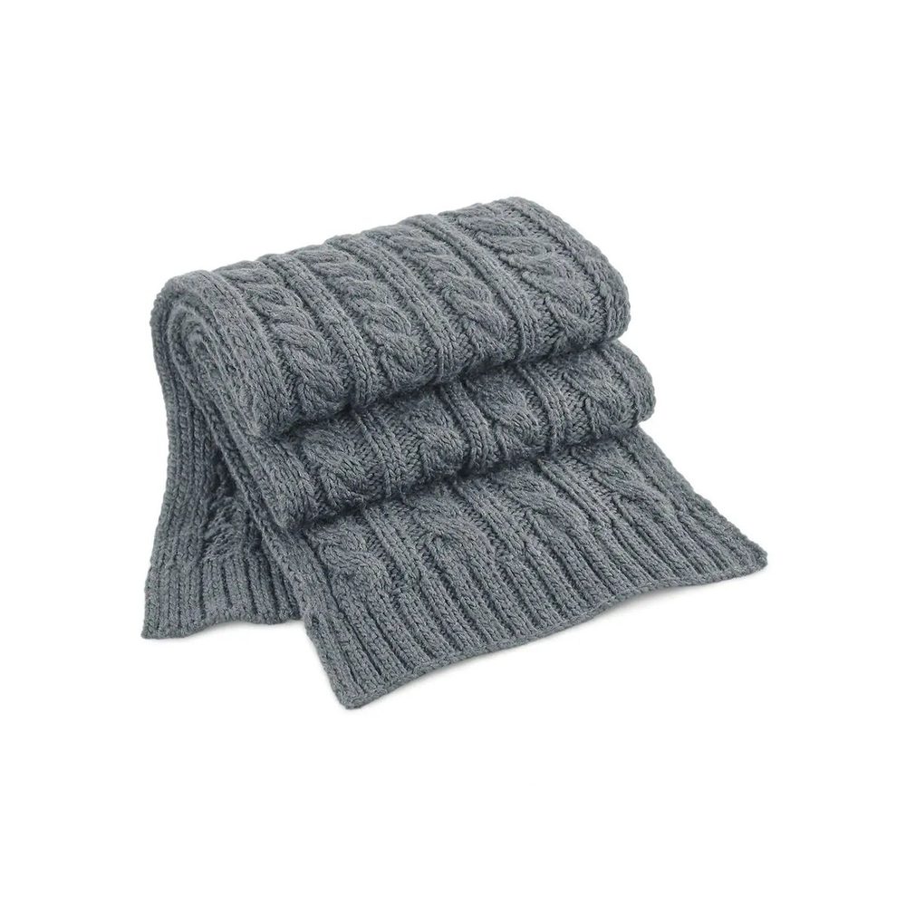 [B499-LGR-UNICA] (B499) Cable Knit Melange Scarf (Light Grey)