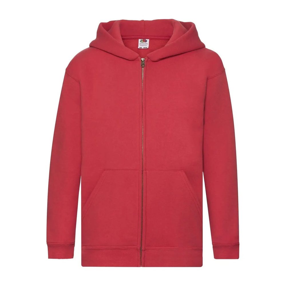 [FR620350-40-12-13] (FR620350) Kids Premium Hooded Sweat Jacket (12-13, Red)