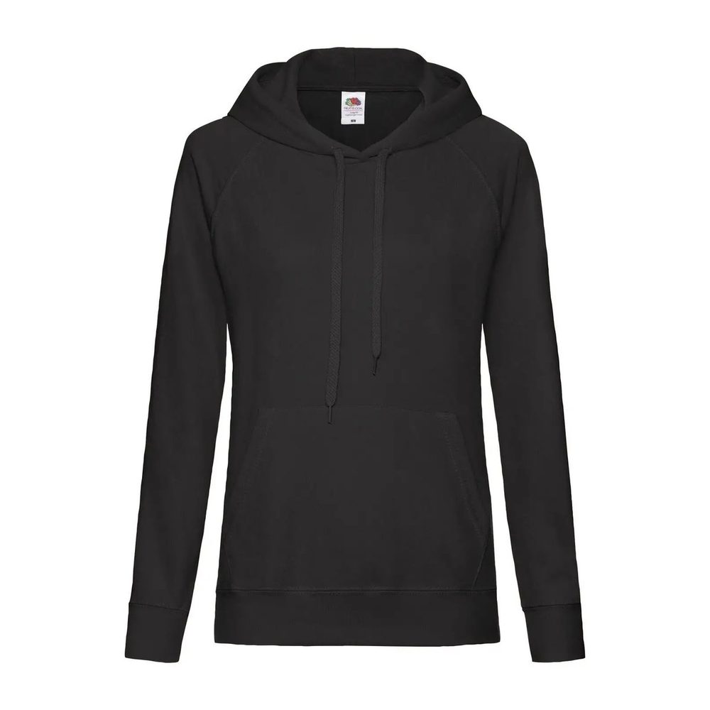 [FR621480-36-L] (FR621480) Ladies Lightweight Hooded Sweat (L, Black)