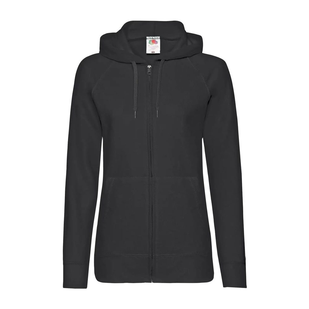 [FR621500-36-L] (FR621500) Ladies Lightweight Hooded Sweat Jacket (L, Black)