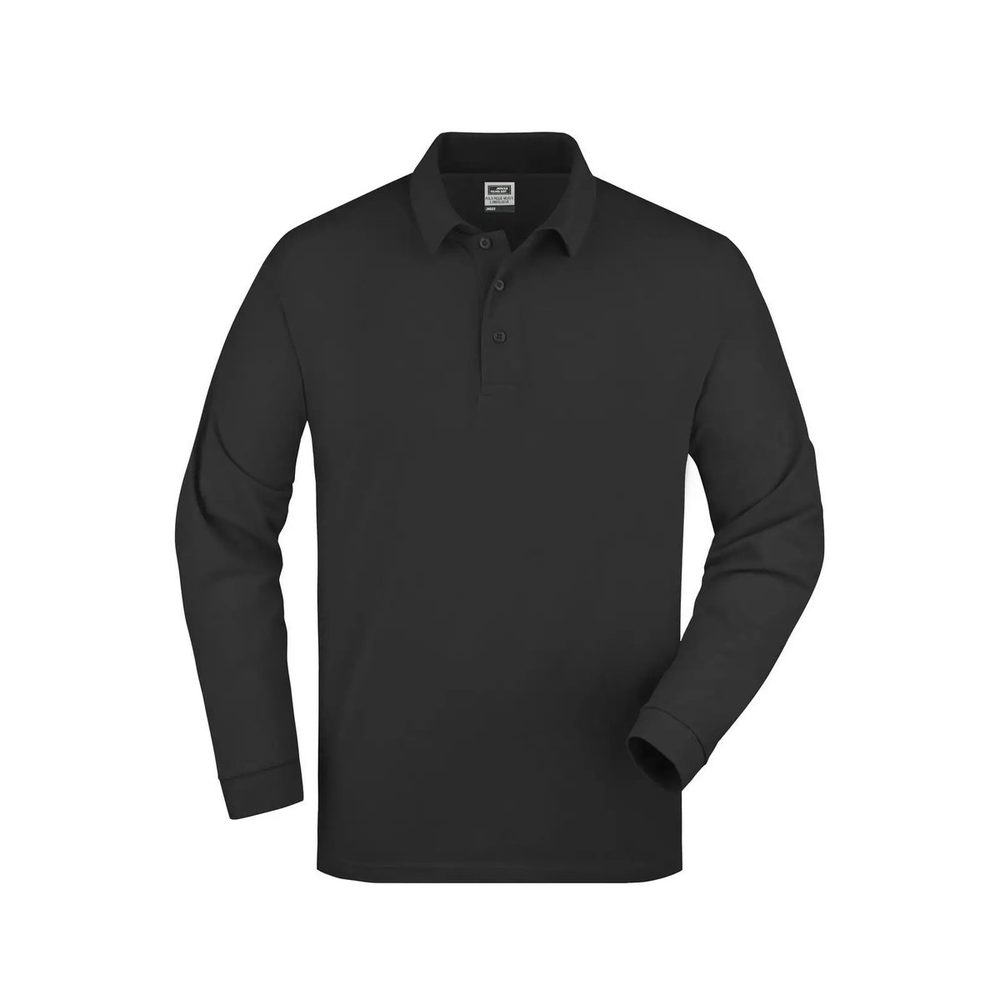 [JN022-BL-L] (JN022) Polo Piqué Long-Sleeved (L, Black)