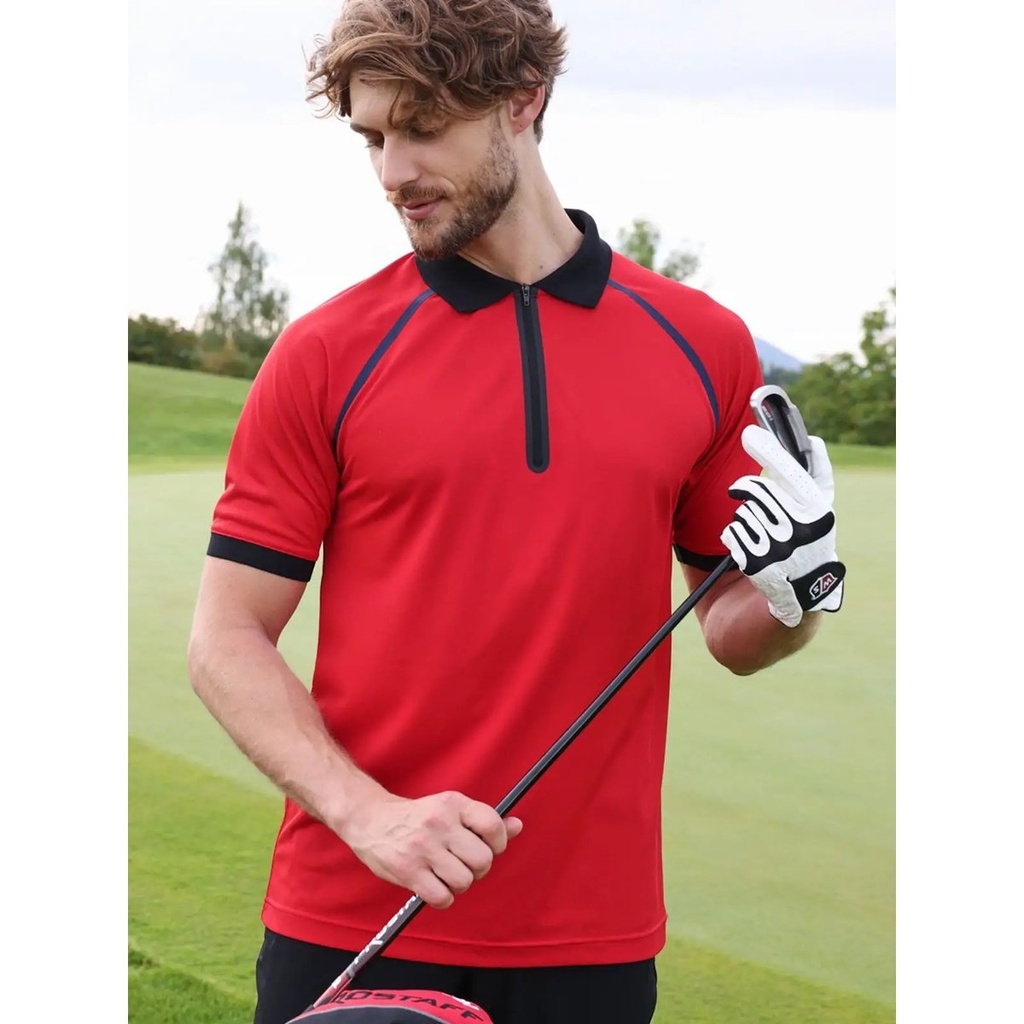(JN1308) Men's Zip-Polo