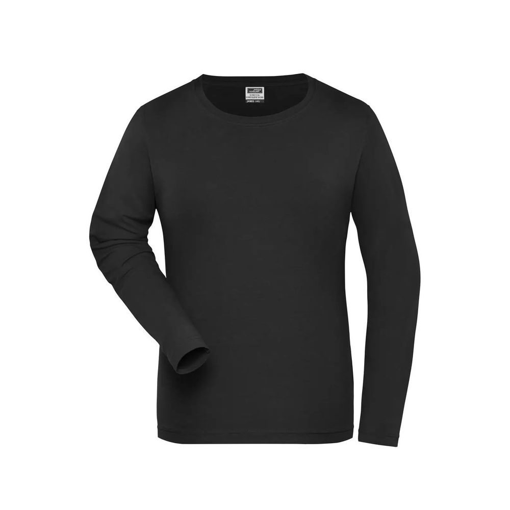 [JN1803-BL-3XL] (JN1803) Ladies' Bio Stretch-Longsleeve Work - Solid (3XL, Black)