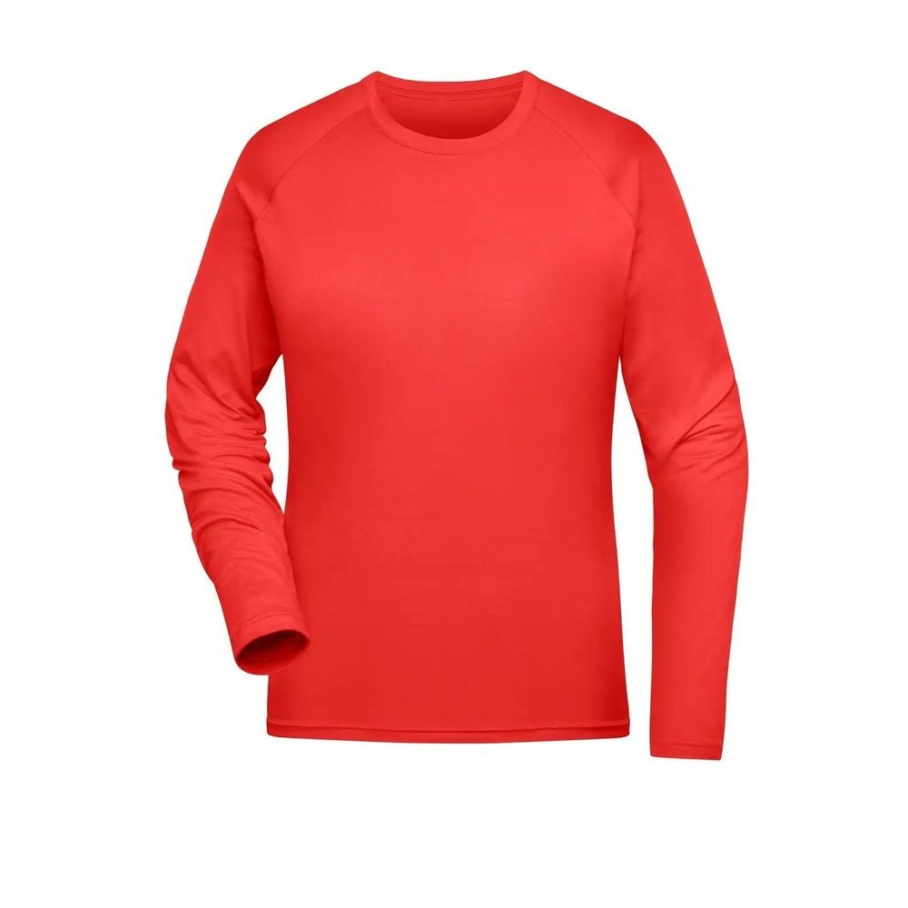 [JN521-BGRD-L] (JN521) Ladies' Sports Shirt Long-Sleeved (L, Bright-Red)