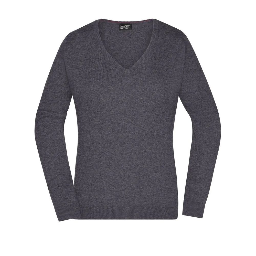 [JN658-ANME-L] (JN658) Ladies' V-Neck Pullover (L, Anthracite-Melange)