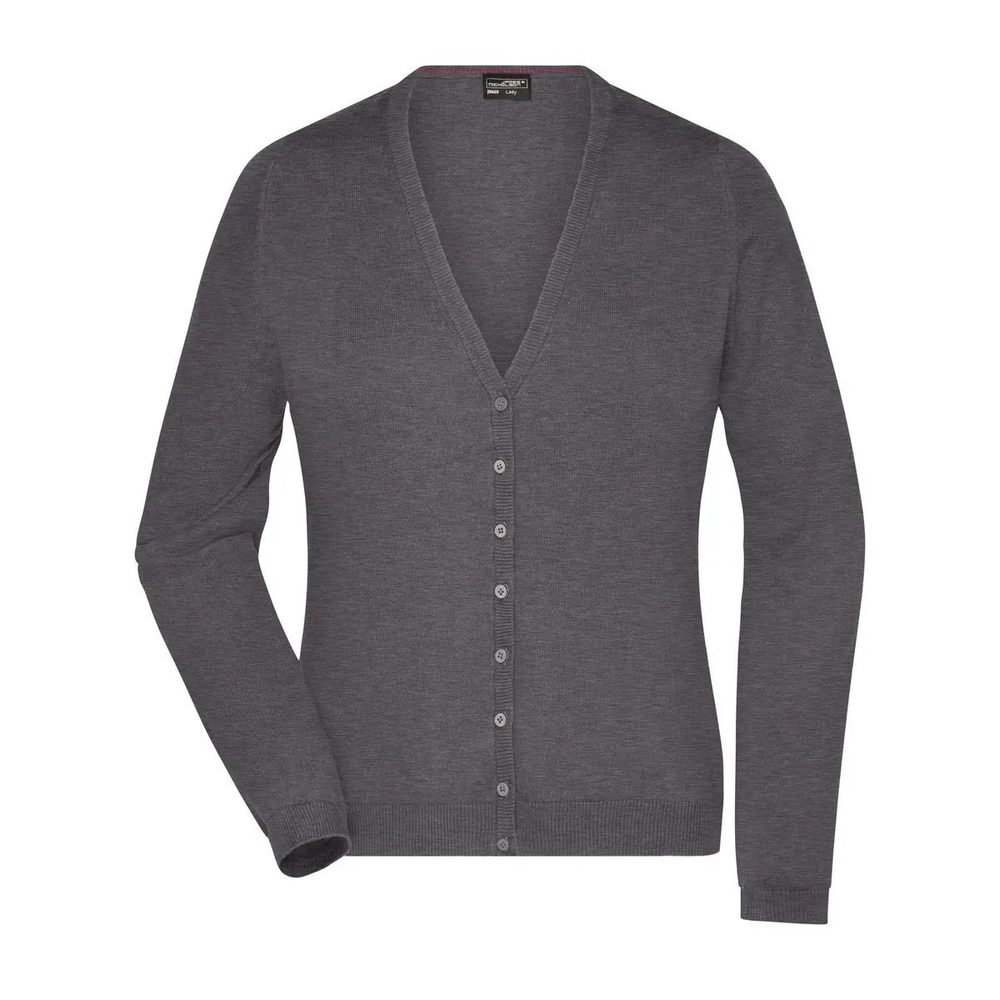 [JN660-ANME-L] (JN660) Ladies' V-Neck Cardigan (L, Anthracite-Melange)