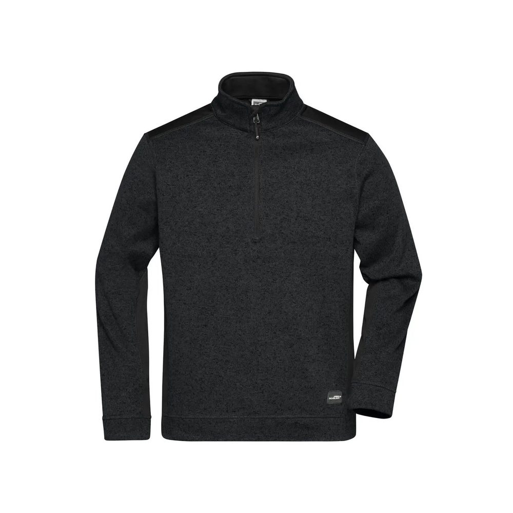 [JN864-BLBL+-4XL] (JN864) Men's Knitted Workwear Fleece Half-Zip - Strong (4XL, Black / Black)