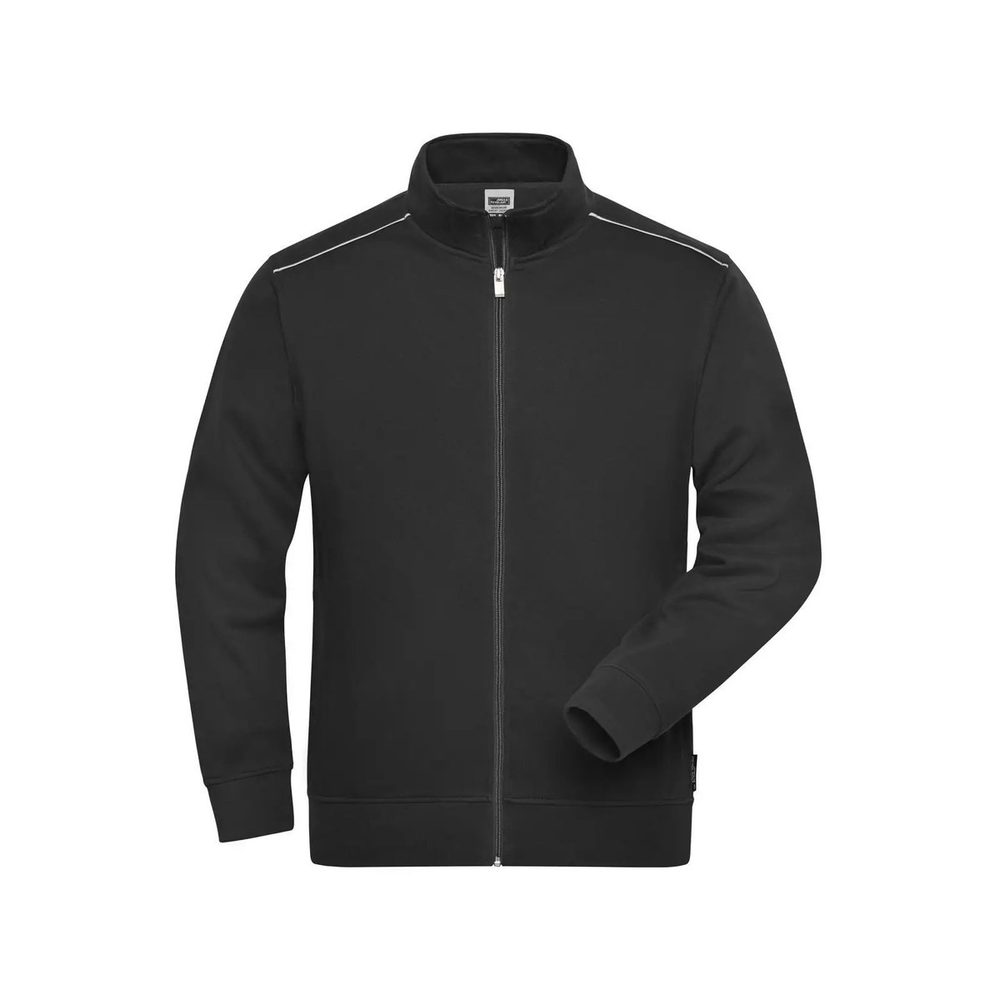 [JN894-BL+-4XL] (JN894) Men's Workwear Sweat-Jacket - Solid (4XL, Black)