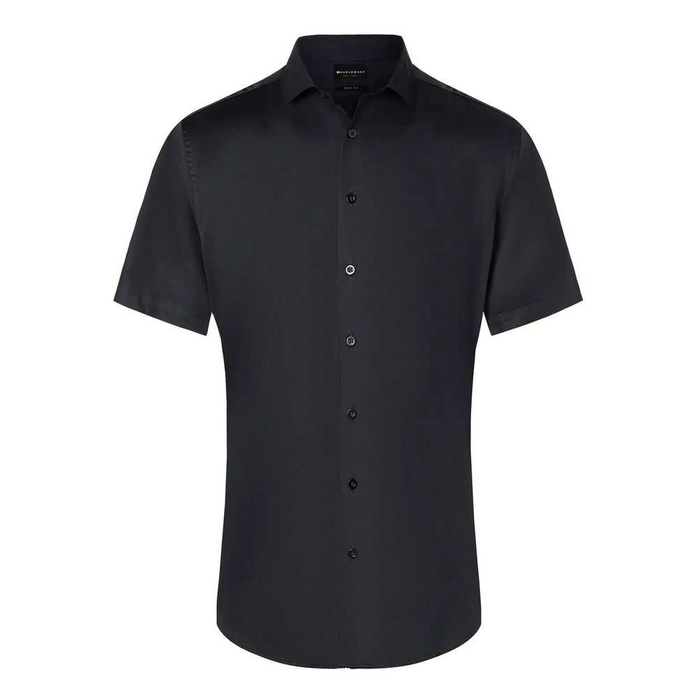 [KBM14-1-3XL] (KBM14) Men's Short Sleeve Shirt (3XL, Black)