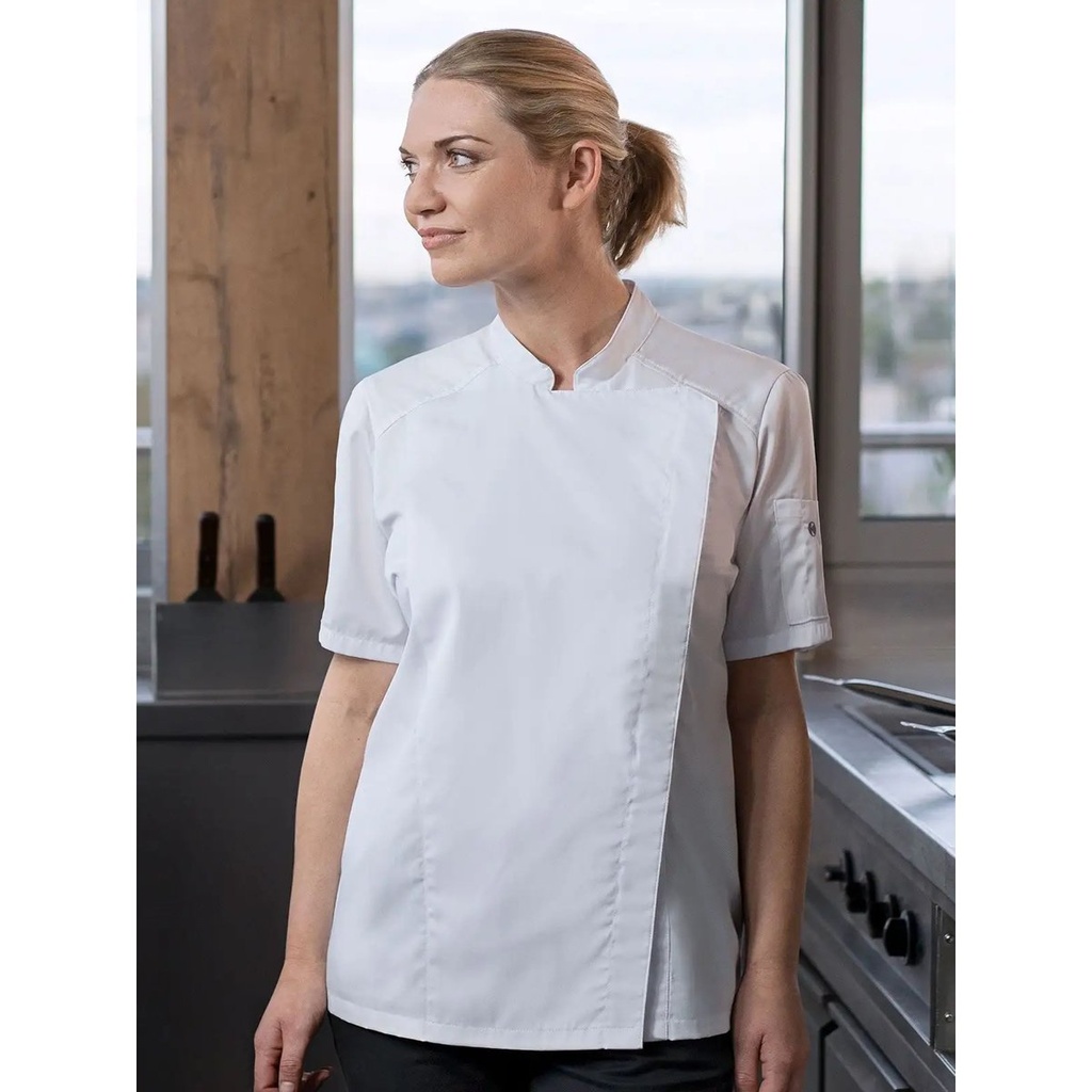 (KJF25) Short-Sleeve Ladiesâ Chef Jacket Modern-Look