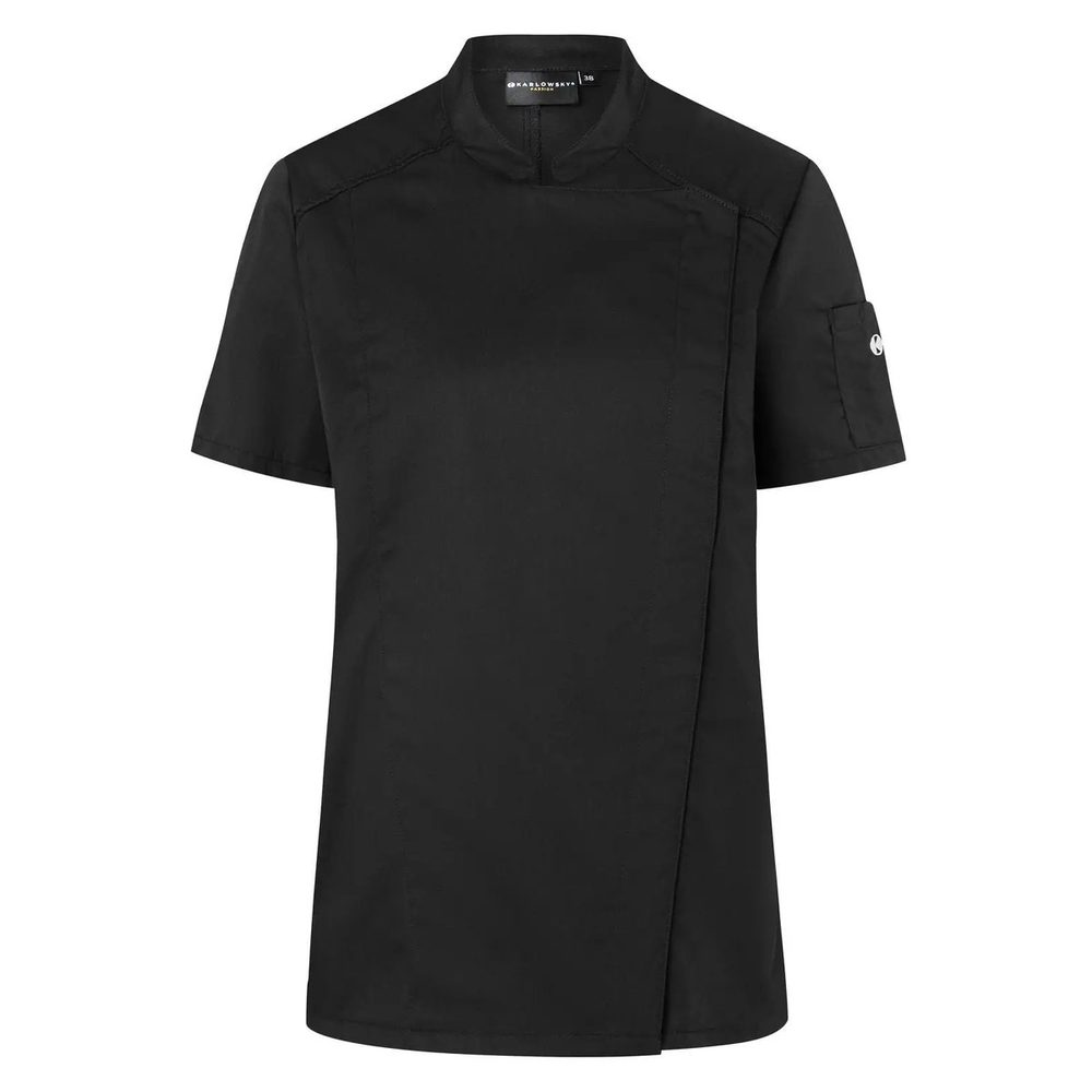 [KJF25-1-34/38] (KJF25) Short-Sleeve Ladies´ Chef Jacket Modern-Look (34/38, Black)